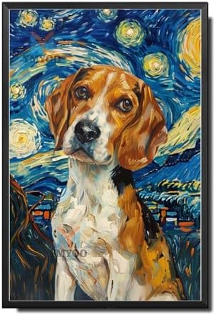 Metal Sign Vintage Tin Sign Beagle'S Starry Night Adventure Inquisitive Beagle in Night for Home Family Room and Seasonal Celebrations Corrosion Resistant Aluminum 6×8 Inches with Metal Frame by YmyooForTinSign