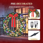 VINGLI 48 Inch Pre Lit Christmas Wreath with Colorful Light, Remote Control - Image 2
