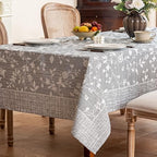 Midsummer Breeze French Country Gray Floral Tablecloth Rectangle 60”x90” by MidsummerBreeze