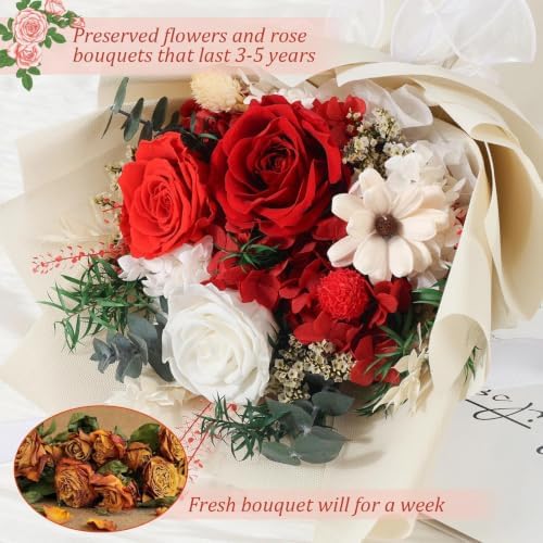 Flowers for Delivery Prime Preserved Flowers Bouquet with Vase That Last 3-5 Years Real Forever Flowers Red Rose Bouquet for Mom Mother Women Wife Friends Birthday Mothers Day Gifts - Image 3