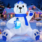 4 FT Hanukkah Inflatable Decorations, Large Sitting Polar Bear Holding Dreidel with 3 LED Lights - Blow Up Chanukah Yard Decor for Outdoor Lawn Garden Home Holiday Party​ by TURNMEON