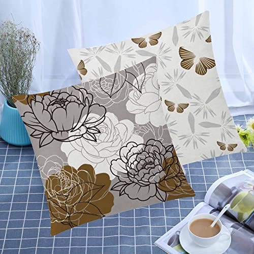 Brown Grey Throw Pillow Covers 20x20 Set of 6, Neutral Floral Home Decor - Image 7