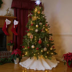 Halloscume 36 Inch Classic Faux Fur Christmas Tree Skirt White Plush - Image 5