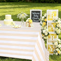 2 Pack 57x84 Inch Beige and White Striped Tablecloth Waterproof Table Cloth by Fanqisi