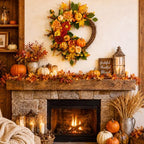 Suncalla Fall Wreath for Front Door 20" Autumn Pumpkin Maple Leaves - Image 5