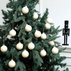 Hollowfly 16 Pcs 2.36 Inch Wool White Glass Ball Christmas Tree Ornaments - Image 5