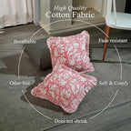 CPC Block Print Ruffle Throw Pillow Cover Pink Coral 16"x16", Pack of 2 - Image 3