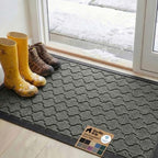 GORILLA GRIP WeatherMAX Door Mat, Indoor Outdoor, 47x35, Gray Quatrefoil by GorillaGrip