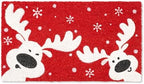 Christmas Welcome Coir Door Mat, 17"x30" Outdoor Front Door Mat, Coconut Fiber Doormat with Slip-Resistant Backing, Holiday Entry Mat with Reindeer Snowflake Design by Fallovea