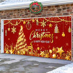 Tiamon Christmas Garage Door Cover Banner 7x16 ft Outdoor Xmas, Red Gold - Image 7