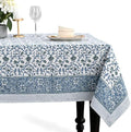 CPC Ocean Vine Tablecloth 100% Cotton 80x120 Inch Indian Block Print Rectangle Table Cover, Table Cloth for Gifting in Weddings, Halloween, Fall, Christmas, Thanksgiving by COTTONPRINTCLUB