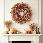 Large Artificial Maple Leaves Fall Wreath for Front Door Outside Decor - Image 3