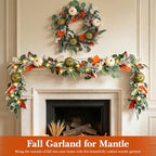6FT Lighted Handcrafted Fall Garland, 30 LED Lights & 8-Mode Auto Timer - Image 2