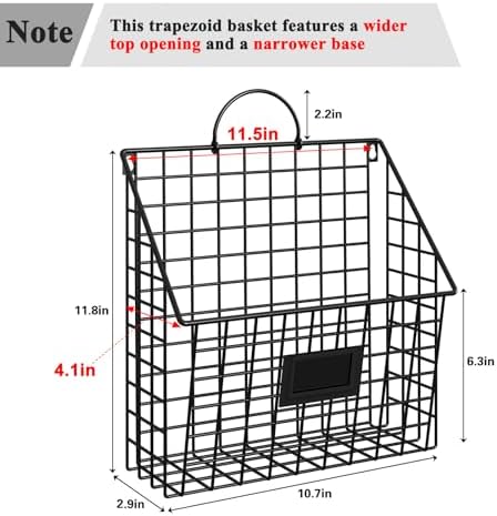 3 Packs Hanging Wall File Organizer with Hooks, Magazine Rack ,Mail Basket - Image 5