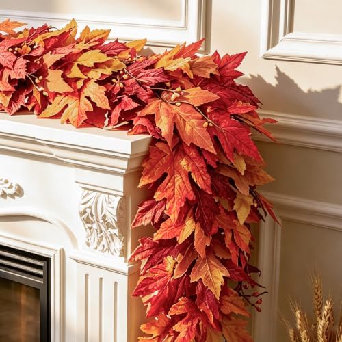 JORNOY 6FT Fall Leaves Garland for Mantle - Image 2