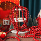 Fairysandy 39.3 ft Christmas Wood Bead Garland Cranberry Red Wooden Beads - Image 4