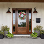 24" Wildflower Wreath for Front Door Daisy Lavender Floral Summer Front Door Wreath with Eucalyptus Greenery for Indoor Outdoor Easter Decor - Image 3