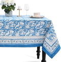 CPC Tablecloth 100% Cotton 72x190 Inch Indian Block Print Rectangle Table Cover, Washable Table Cloth for Weddings, Spring/Summer, Barbeque - Blue Sapphire by COTTONPRINTCLUB