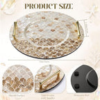 Mother of Pearl Decorative Tray with Metal Handle, Elegant - Image 2