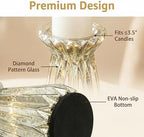 Home Decor, Mercury Glass Pillar Candle Pedestal Holders with 10 Led Lights, Lighted up Candle Holder for Pillar Candle, Glass Candlestick Holders with Timer for Wedding Dining Table Xmas (Silver) - Image 3