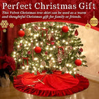 Velvet Christmas Tree Skirt, 48 Inches, Bow Style, Bright Red - Image 7