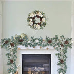 TEMPUS 5.9Ft Artificial Eucalyptus Garland with Pumpkins Pine Cones Lamb Ear Leaves Garland for Wedding Arch Backdrop Thanksgiving Table Farmhouse Decor - Image 6