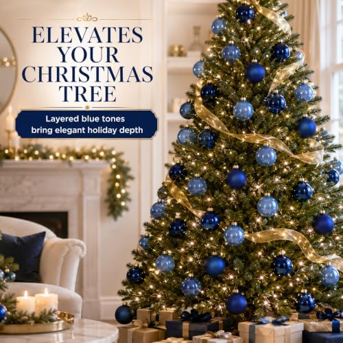 Seenelling 12 Pcs Christmas Glass Ball Ornaments 3.15 Inch, Navy Blue - Image 5