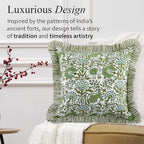 CPC Block Print Ruffle Throw Pillow Cover Agate Green 18"x18", Pack of 2 - Image 4