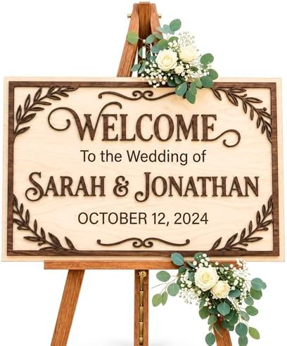 Personalized Boho Woodland Wedding Welcome Sign - Custom 3D Wood Landscape Ceremony Entrance & Reception Board for Rustic Barn, Forest or Outdoor Venue - Multiple Sizes by AydansUniqueFinds