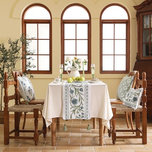 ISAENNE Designer French Linen Table Runner,71"x12"-Mosella E - Image 2