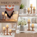 Mumufy 3 Set Wooden Candle Holders for Pillar Candles, Pine Brown, Small - Image 5