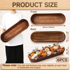 Gisafai 6 Pcs Large Wood Dough Bowl Long Fall Serving Trays Tabletop - Image 2
