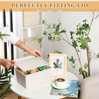 Menkxi 4 Pcs Storage Bins with Lids, Beige, Small - Image 5