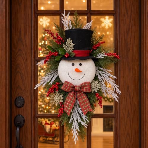 Suncalla 20" Christmas Snowman Wreath Winter Decoration Sign for Front Door by Unknown