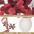 Fall Decor Artificial Eucalyptus Plant with Vase Autumn Leaf for Home Decor - Image 4