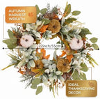 22 inch Fall Wreaths for Front Door, with Artificial Eucalyptus 5 Large Velvet Pumpkin Porch for Home Autumn Thanksgiving Farmhouse Holiday Outdoor Decor - Image 3
