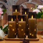kakoya Flameless LED Candles with Timer 5 Pc Flickering Flameless Candles for Romantic Ambiance and Home Decoration Stable Acrylic Shell,with Embedded Star String，Battery Operated Candles（Grey） - Image 6