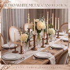 Mumufy 10 Pcs Matte Candlestick Holders, Metal Wedding Taper Candle Holders Vintage Candles Stand Set, Candle Stick Decor for Mantel Table Centerpiece Wedding Dining Table Decor Mantelpiece (Bronze) - Image 4