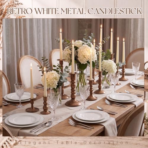 Mumufy 10 Pcs Matte Candlestick Holders, Metal Wedding Taper Candle Holders Vintage Candles Stand Set, Candle Stick Decor for Mantel Table Centerpiece Wedding Dining Table Decor Mantelpiece (Bronze) - Image 4