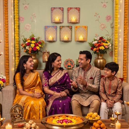 DoubleFill 30pcs Diwali Wooden Candle Holders for Wall Decor, Mandala Lotus - Image 5