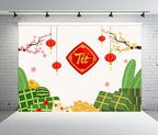 BELECO 17x10ft Fabric TET Backdrop - Happy Vietnamese New Year Backdrop with Cherry Blossoms, Lanterns & Asian Party Decorations for Photoshoot Studio Props - Image 3
