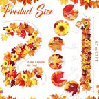 Janinka 12 Pack Fall Mixed Leave Garland 5.7 ft Hanging Vines Orange - Image 2