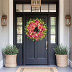 ICX 24 Inch Spring Wreaths for Front Door with Pink Peony Tulip Orchid - Image 5