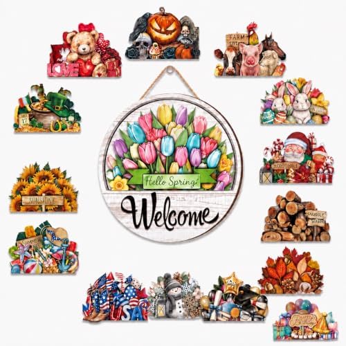 16 Pcs Interchangeable Welcome Sign for Front Door,Magnetic Welcome Sign，D by Unknown