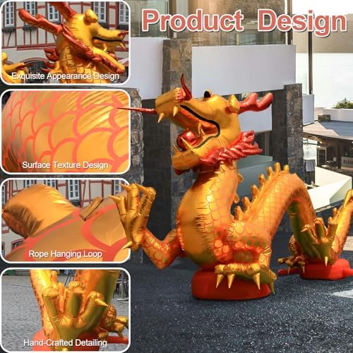 Inflatable Dragon Large Long Inflatable Dragon Decoration Outdoor Chinese New Year Decorations for Party Indoor Outdoor Christmas Garden Yard Decor(1pcs,8M) - Image 5