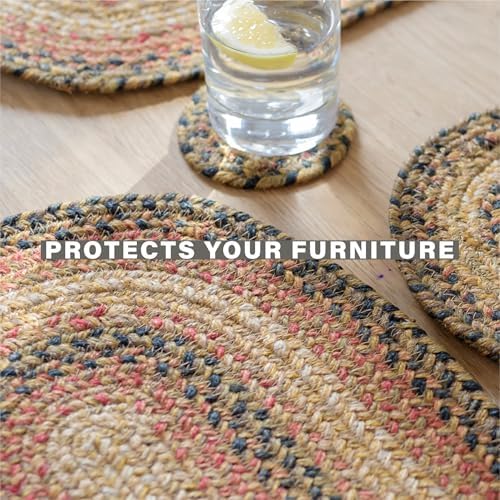 Homespice Russet Braided Placemats for Country Decor, Oval 13x19 Set of 4 - Image 4