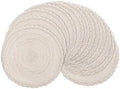 SHACOS 15 inch Round Braided Placemats Set of 12 for Dining Table Woven Boho Place Mats Kitchen Placemat Washable Table Mats, Ivory Bordered by SHACOS