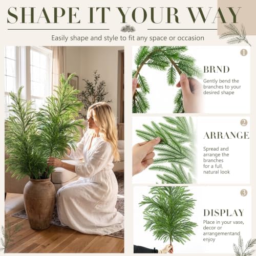 Suncalla 4 Pcs48” Christmas Norfolk Pine Branches, Lifelike Touch Pine Stem - Image 6