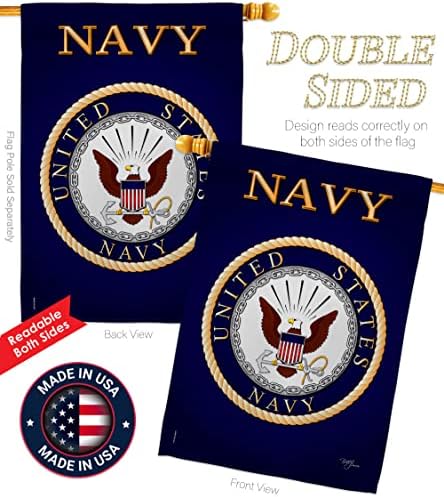 Breeze Decor FK108058-BO Navy Americana Military Decorative Vertical Flags Kit, House & Garden Set w/Flagpole, Multi-Color - Image 3