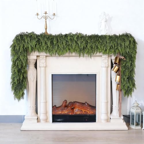 9FT 2Pcs Artificial Christmas Cedar Garlands for Home Fireplace Decoration - Image 4
